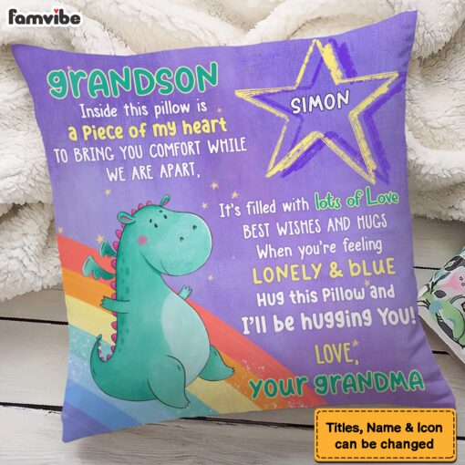 Personalized Gift For Grandson Dragon Hug This Pillow