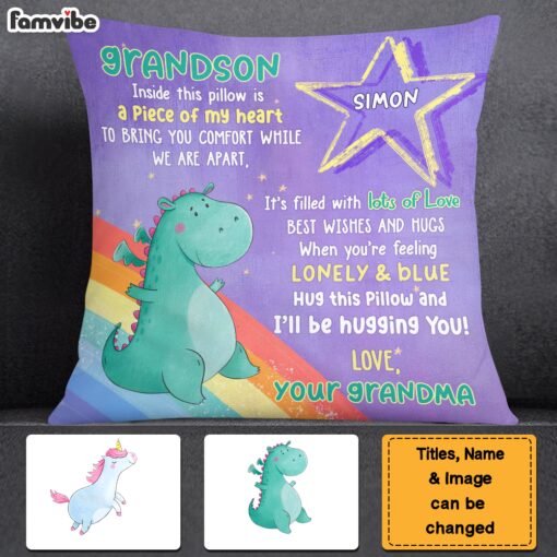 Personalized Gift For Grandson Dragon Hug This Pillow