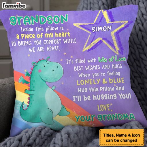 Personalized Gift For Grandson Dragon Hug This Pillow