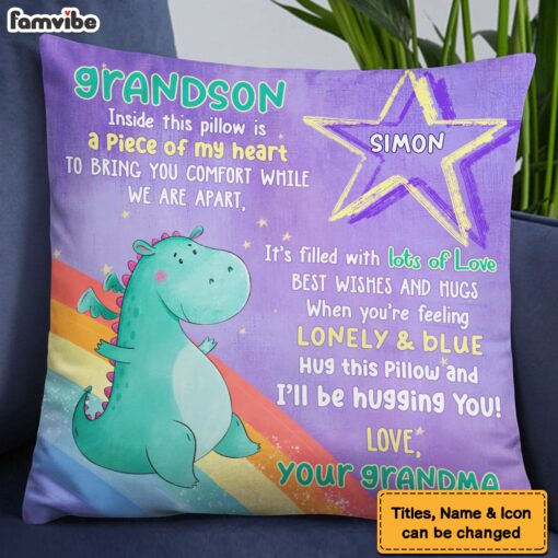 Personalized Gift For Grandson Dragon Hug This Pillow