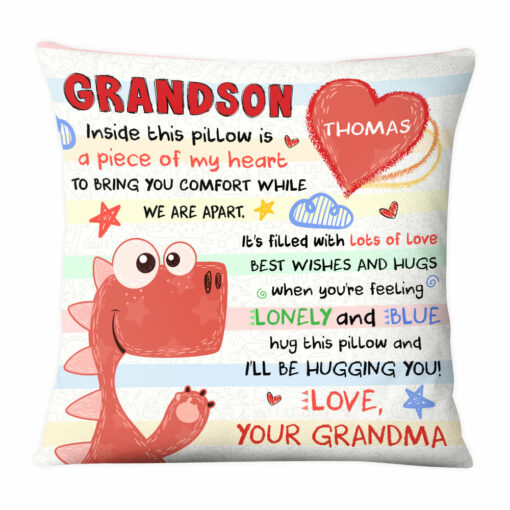 Personalized Gift For Grandson Drawing Dinosaur Inside This Pillow