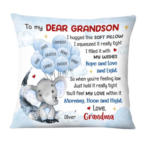 Personalized Gift For Grandson Elephant Affirmation Pillow