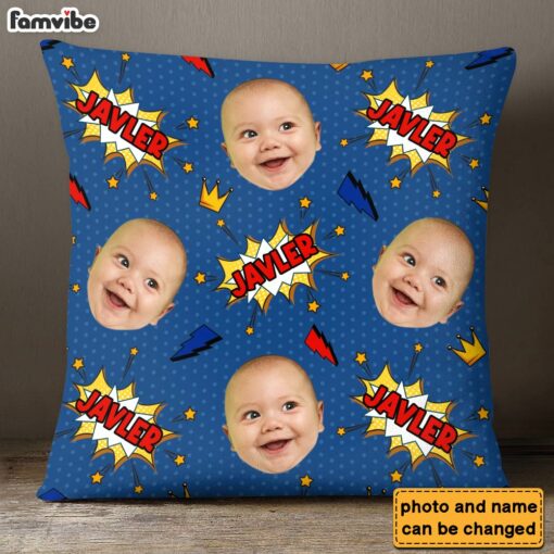 Personalized Gift For Grandson Faces Comic Pillow