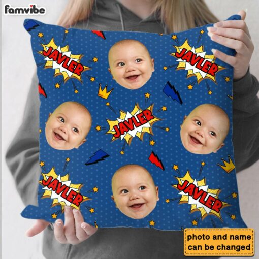 Personalized Gift For Grandson Faces Comic Pillow