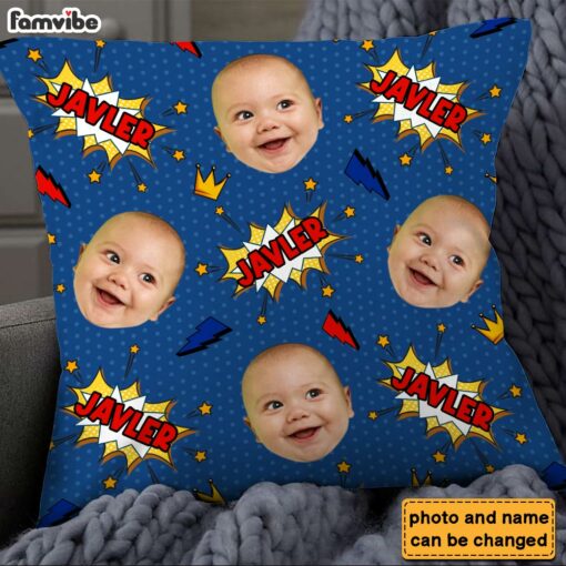 Personalized Gift For Grandson Faces Comic Pillow