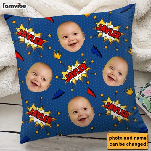 Personalized Gift For Grandson Faces Comic Pillow