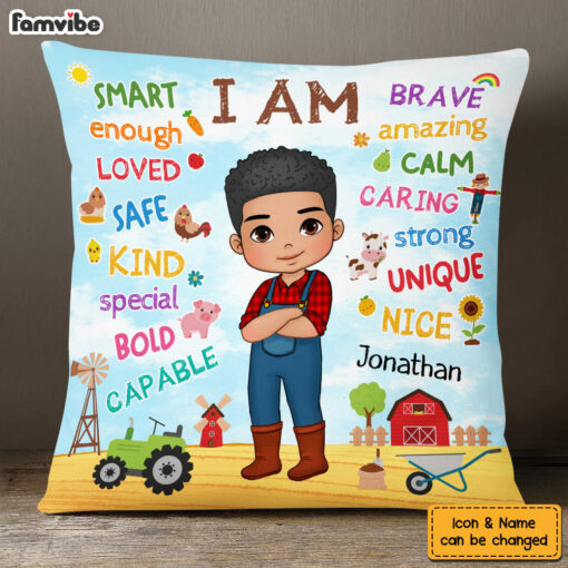 Personalized Gift For Grandson Farmer Life Pillow