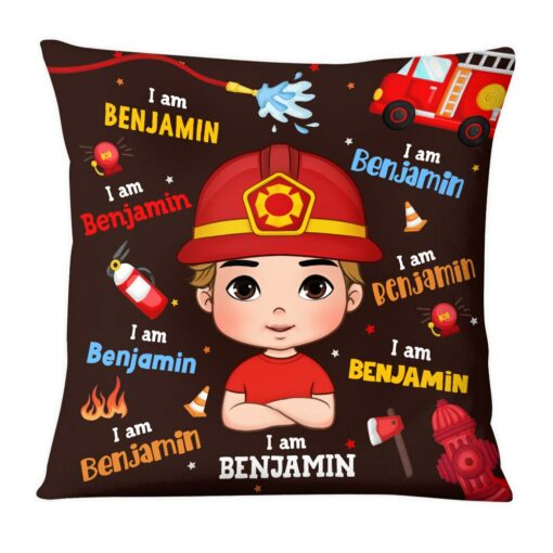 Personalized Gift For Grandson Firefighter Custom Name Pillow