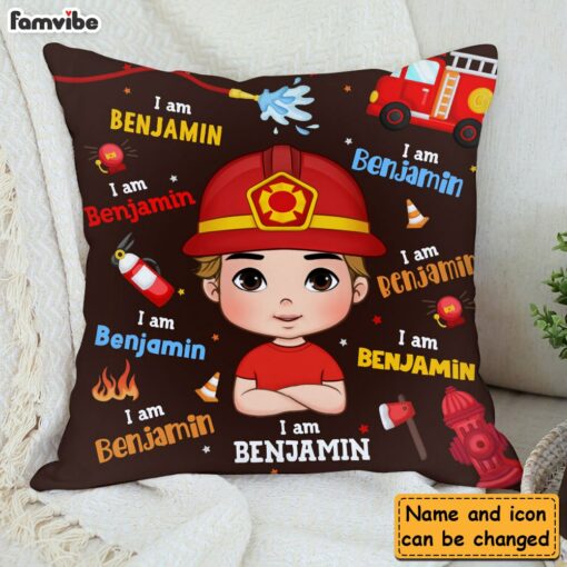 Personalized Gift For Grandson Firefighter Custom Name Pillow