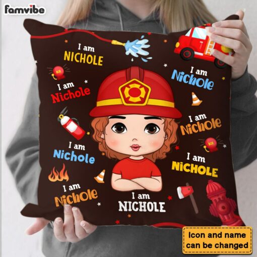 Personalized Gift For Grandson Firefighter Custom Name Pillow