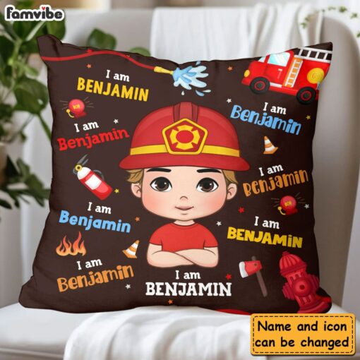 Personalized Gift For Grandson Firefighter Custom Name Pillow