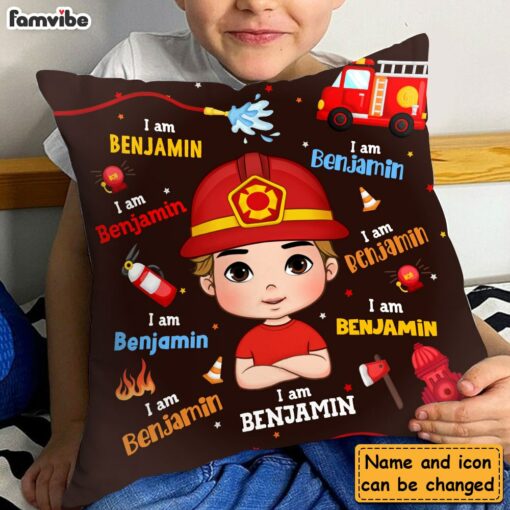 Personalized Gift For Grandson Firefighter Custom Name Pillow