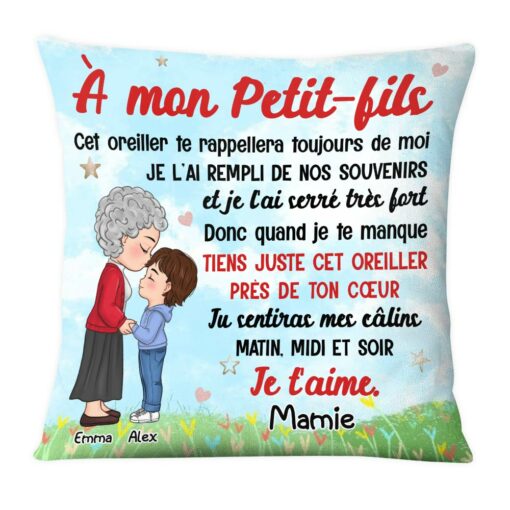 Personalized Gift For Grandson French À Mon Petit-fils Canvas Pillow