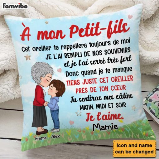 Personalized Gift For Grandson French À Mon Petit-fils Canvas Pillow