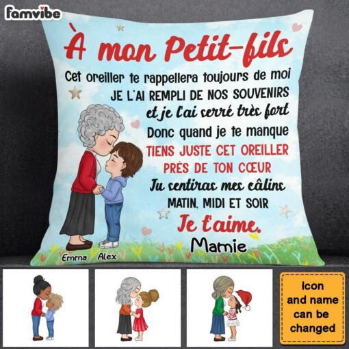 Personalized Gift For Grandson French À Mon Petit-fils Canvas Pillow