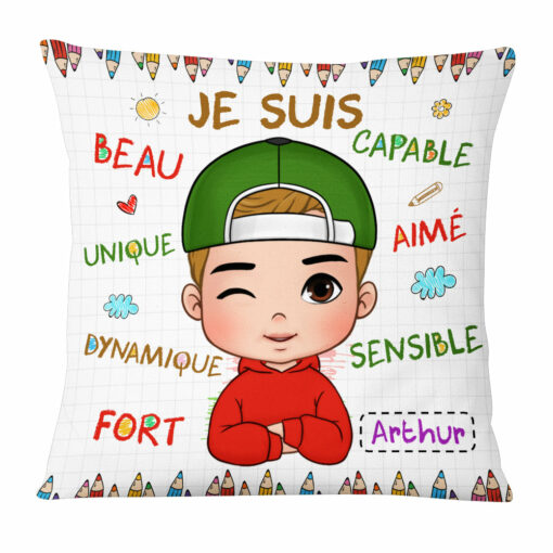 Personalized Gift For Grandson French Je Suis Pillow