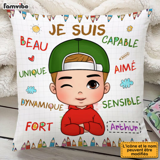 Personalized Gift For Grandson French Je Suis Pillow