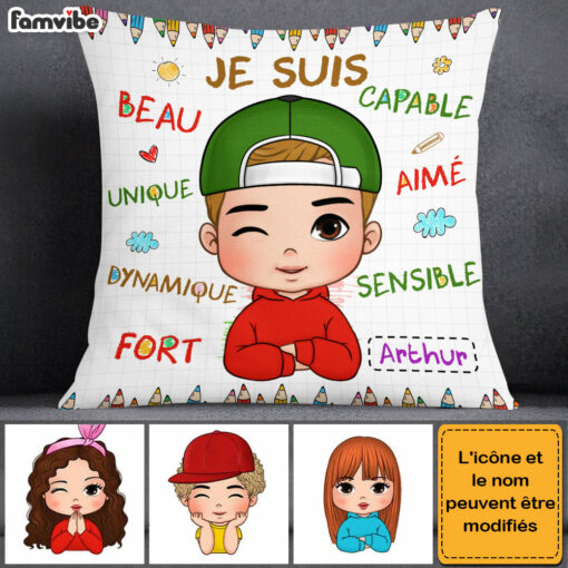 Personalized Gift For Grandson French Je Suis Pillow