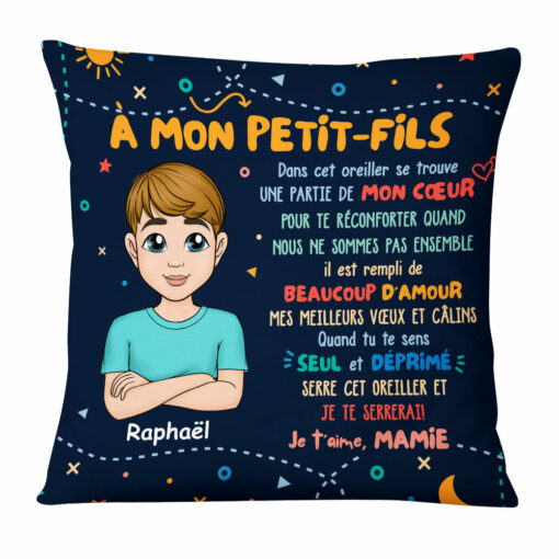 Personalized Gift For Grandson French Petit Fils Pillow