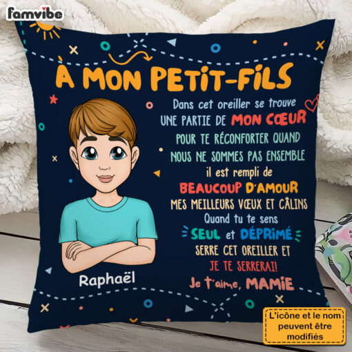 Personalized Gift For Grandson French Petit Fils Pillow