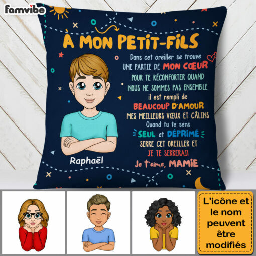 Personalized Gift For Grandson French Petit Fils Pillow