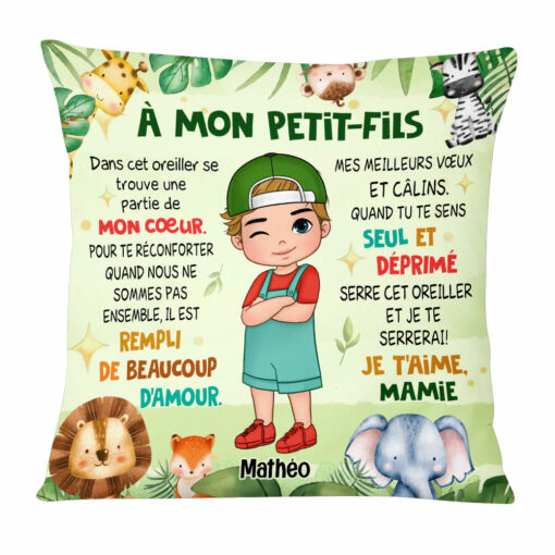 Personalized Gift For Grandson French Woodland Animals Pillow