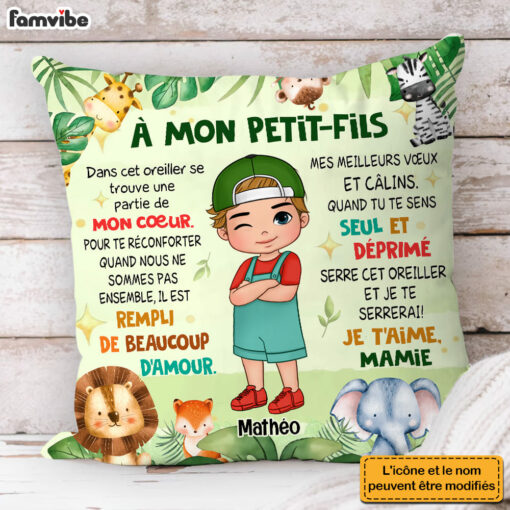 Personalized Gift For Grandson French Woodland Animals Pillow