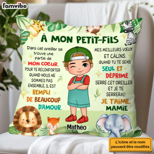 Personalized Gift For Grandson French Woodland Animals Pillow