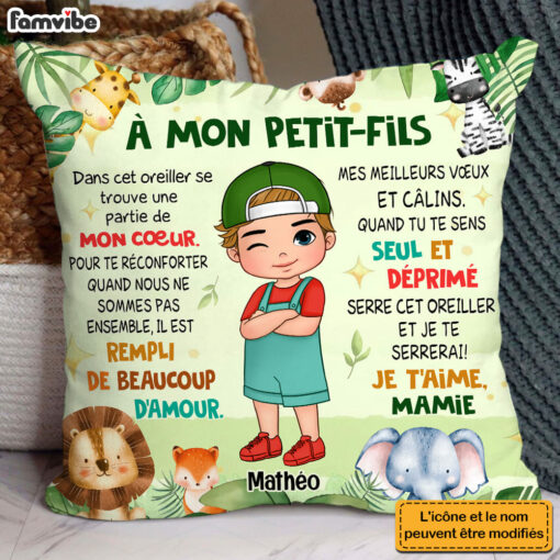 Personalized Gift For Grandson French Woodland Animals Pillow