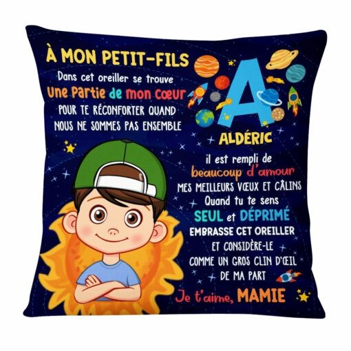 Personalized Gift For Grandson Galaxy French Hug This Pillow