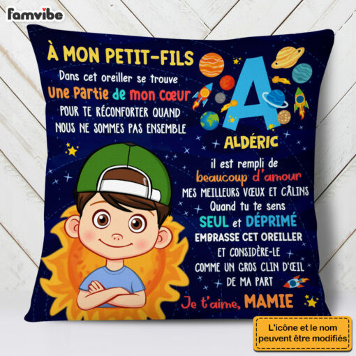 Personalized Gift For Grandson Galaxy French Hug This Pillow