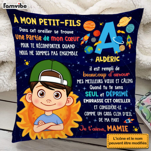 Personalized Gift For Grandson Galaxy French Hug This Pillow