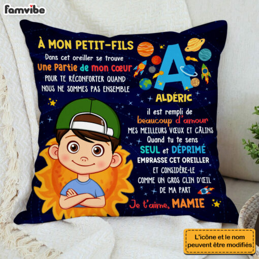 Personalized Gift For Grandson Galaxy French Hug This Pillow