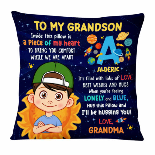 Personalized Gift For Grandson Galaxy Hug This Pillow