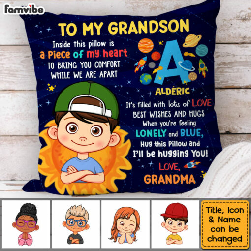 Personalized Gift For Grandson Galaxy Hug This Pillow