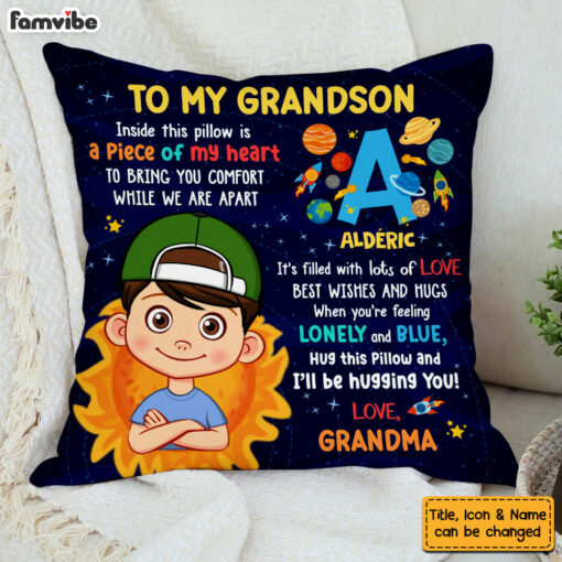 Personalized Gift For Grandson Galaxy Hug This Pillow