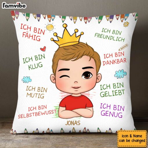 Personalized Gift For Grandson German Ich Bin Freundlich Pillow