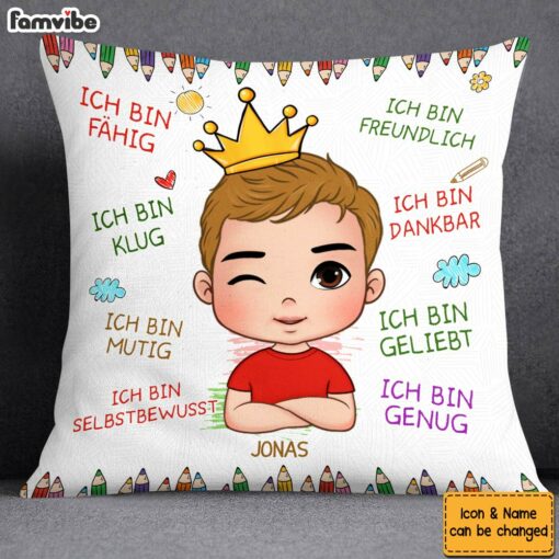 Personalized Gift For Grandson German Ich Bin Freundlich Pillow