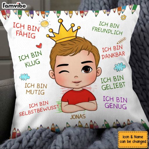 Personalized Gift For Grandson German Ich Bin Freundlich Pillow