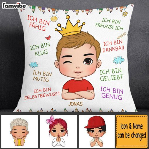 Personalized Gift For Grandson German Ich Bin Freundlich Pillow