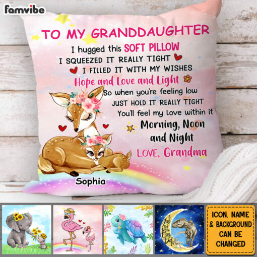 Personalized Gift For Grandson Granddaughter Animal Hug This Pillow