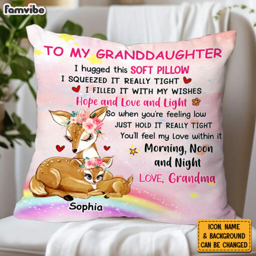 Personalized Gift For Grandson Granddaughter Animal Hug This Pillow