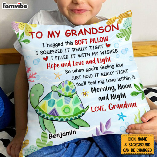 Personalized Gift For Grandson Granddaughter Animal Hug This Pillow