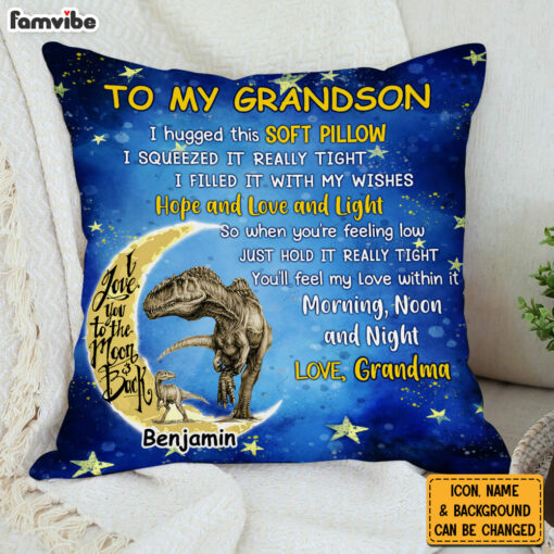 Personalized Gift For Grandson Granddaughter Animal Hug This Pillow