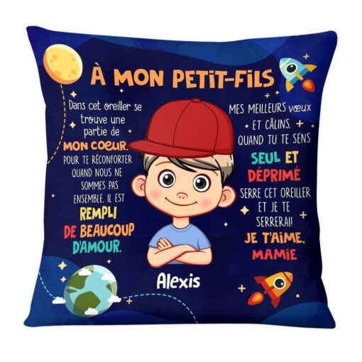 Personalized Gift For Grandson Granddaughter French Hug This Pillow