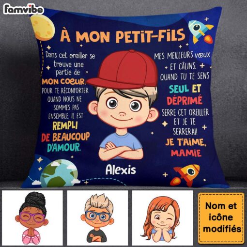 Personalized Gift For Grandson Granddaughter French Hug This Pillow