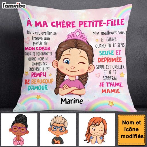 Personalized Gift For Grandson Granddaughter French Hug This Pillow