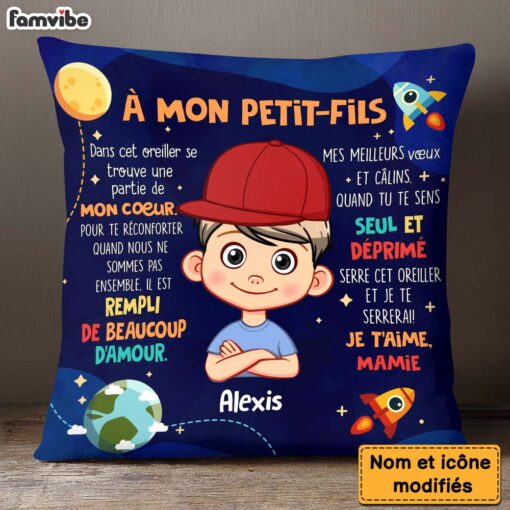 Personalized Gift For Grandson Granddaughter French Hug This Pillow