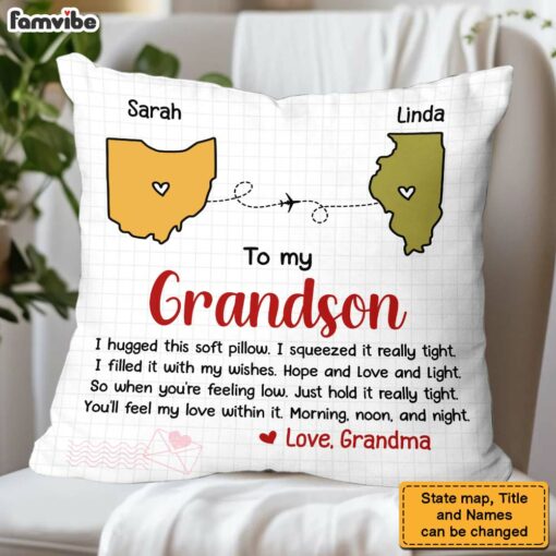 Personalized Gift For Grandson Granddaughter Long Distance Pillow