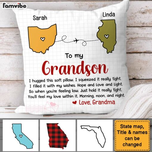 Personalized Gift For Grandson Granddaughter Long Distance Pillow